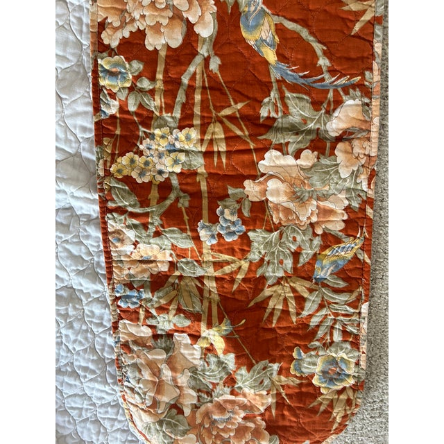 Textile Pair of Vintage 1970s Quilted Chinoiserie Floral Table Runners For Sale - Image 7 of 9