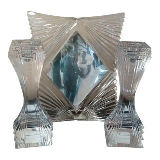 1980s Mikasa Photo Frame and Pair of Candle Holders Set- 3 Pieces For Sale