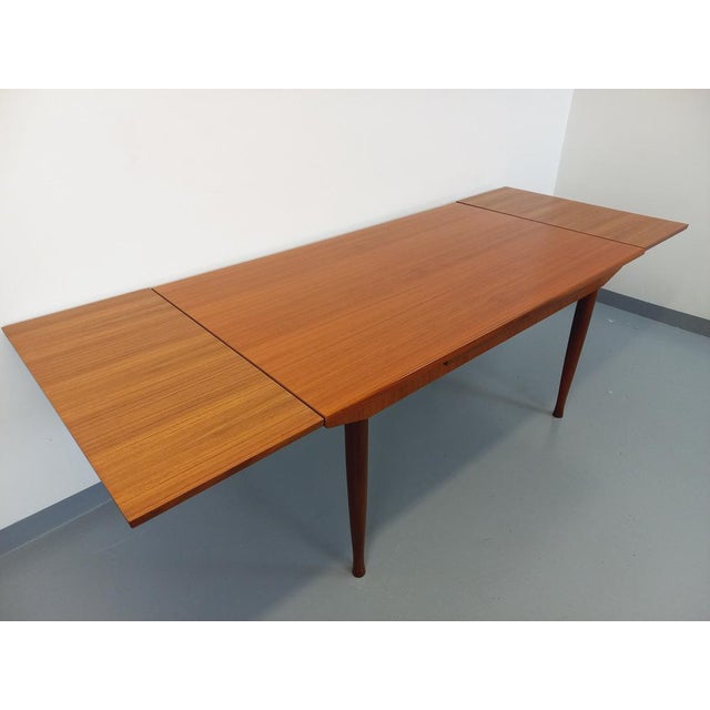 Vintage Scandinavian Dining Table in Teak with Extensions, 1960s For Sale - Image 9 of 18