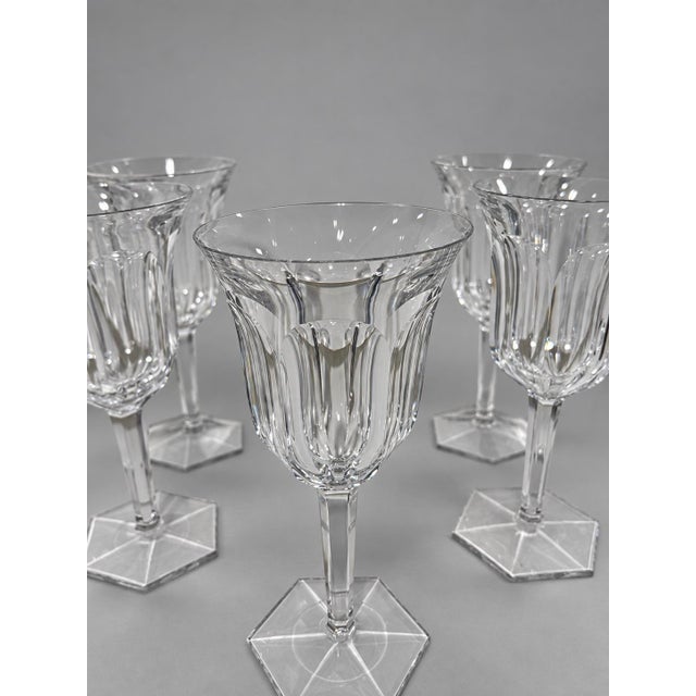 Mid-Century Modern Set of 8, Baccarat France "Malmaison" Pattern Crystal Water Goblets For Sale - Image 3 of 7