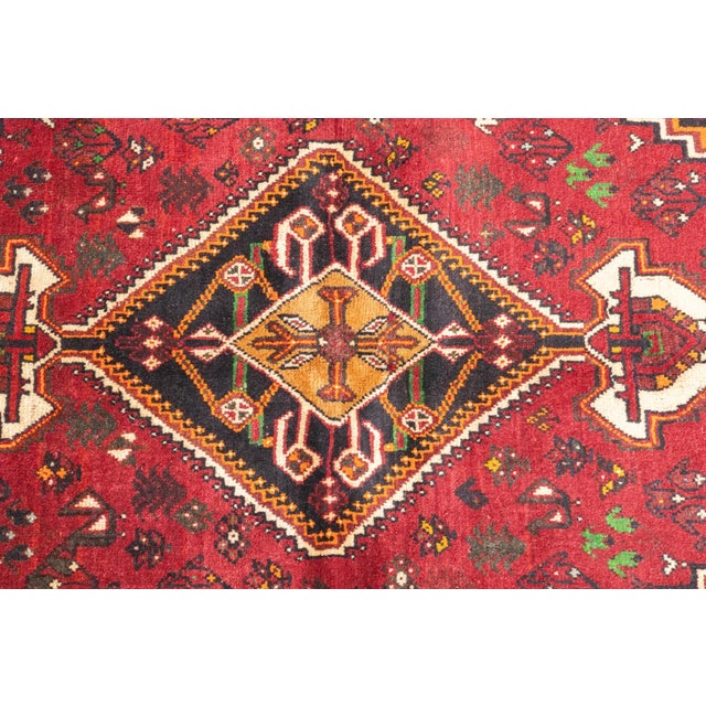 Vintage Hand-Knotted Persian Qashqai Rug 4'6" X 5'6" For Sale - Image 18 of 18
