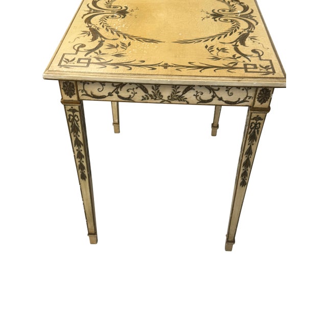 Mid 20th Century French Painted Decorated End table with Neoclassical Designs For Sale - Image 14 of 18