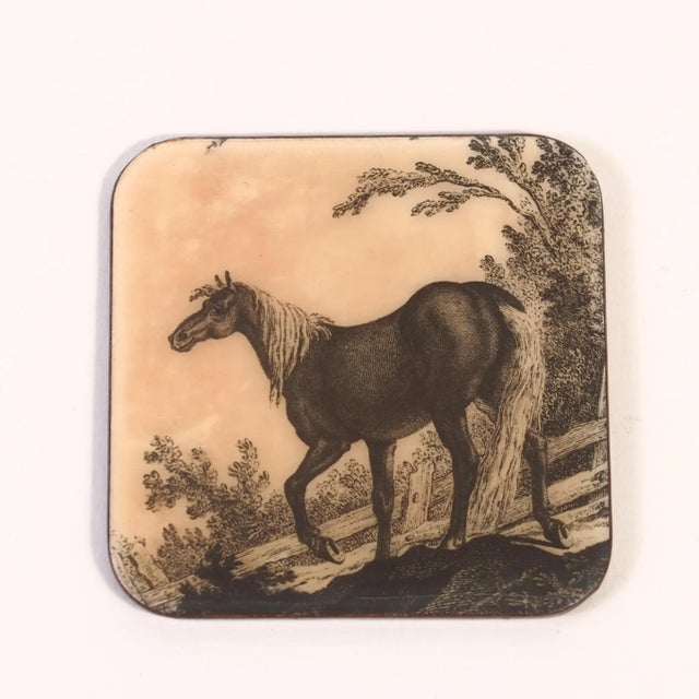 Horse Coasters: 1950s Italian Lacquerware, Equestrian Decor (Set of 6) For Sale - Image 11 of 11