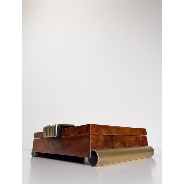 Large Italian Art Deco Box in Walnut Burl with Brass and Ebony Accents, 1930s For Sale - Image 11 of 17