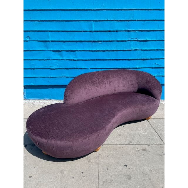 We’re thrilled to present a stunning purple cloud serpentine sofa, attributed to Vladimir Kagan, now available for you to...