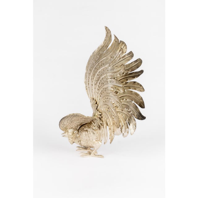 Vintage Italian Silver Plated Fighting Roosters, 1960, Set of 2 For Sale - Image 4 of 18