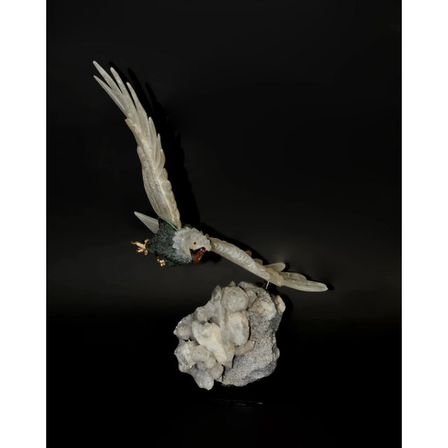 Large Majestic Rock Crystal Quartz Eagle Gemstone Sculpture For Sale In Los Angeles - Image 6 of 12