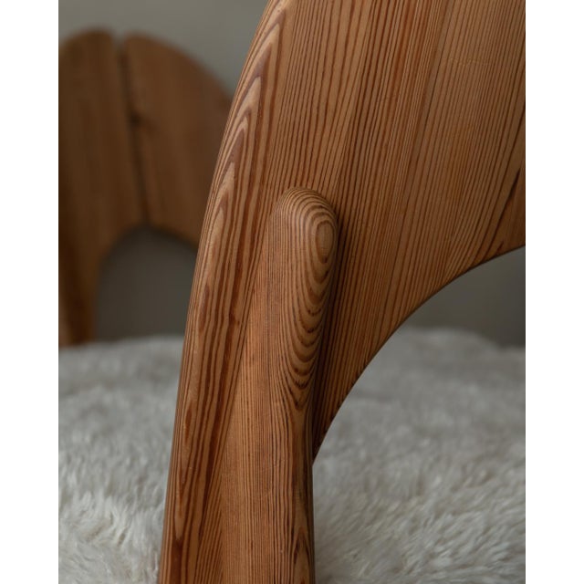 Scandinavian Modern Pine Dining Chairs in Faux Sheepskin, 1970s, Set of 4 For Sale - Image 16 of 18