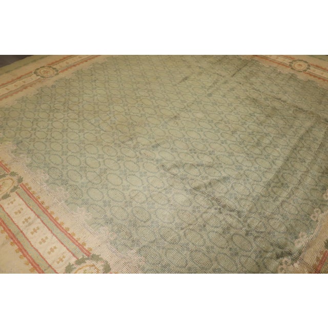 Early 20th Century Zabihi Collection Mint Green Color Irish Donegal Rug - 11'9" x 11'11" For Sale - Image 4 of 12