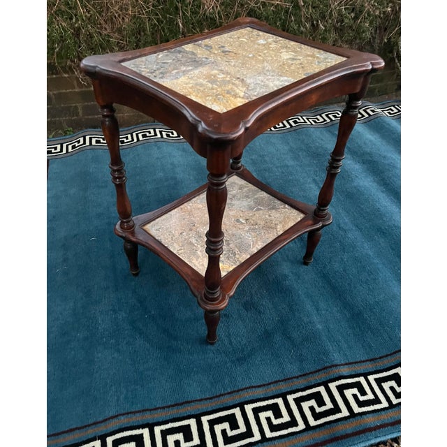 2000 - 2009 Theodore Alexander French Style Marble Tiers Mahogany Table For Sale - Image 5 of 11