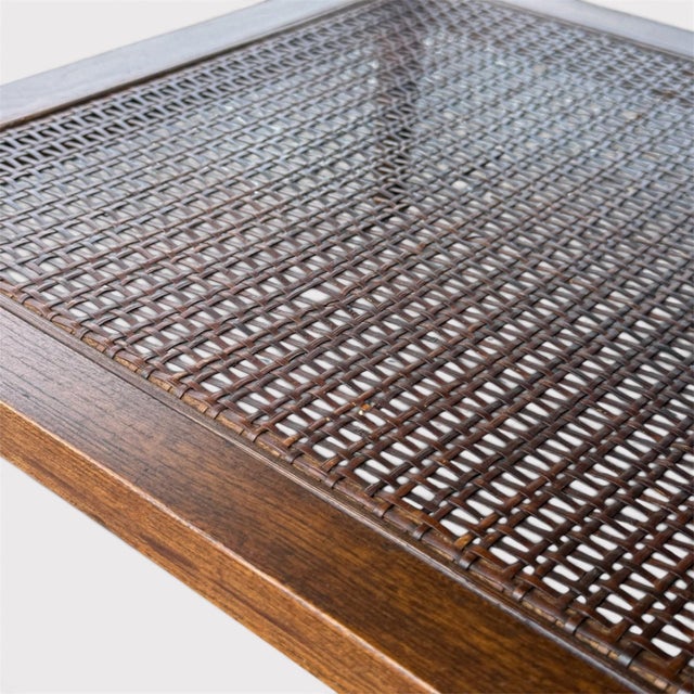 Pair of 1963 Lane Walnut End Tables | Style 1038-18, Formica & Cane For Sale - Image 9 of 11