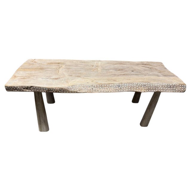 Andrianna Shamaris Century Old Teak Wood Coffee Table with Shell Inlay For Sale - Image 15 of 18