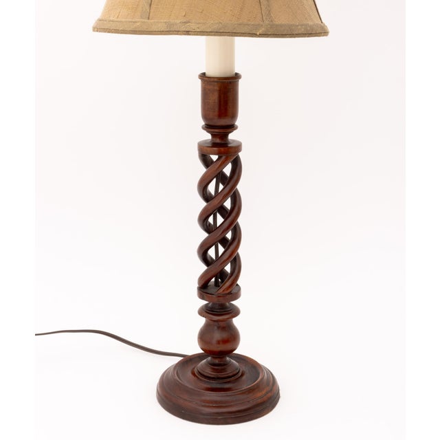 Jacobean Jacobean Style Mahogany Barley Twist Lamps, 2 For Sale - Image 3 of 7