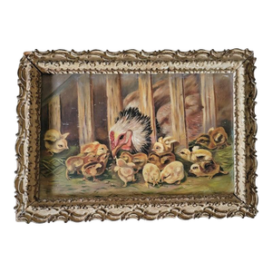 Hen and Chick Oil Painting