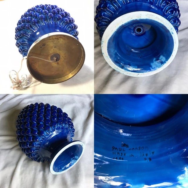 1950s Authentic Hand Signed Paul Hanson Italian Pine Cone Decorative Oversized Table Lamp For Sale - Image 9 of 13