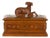 19th Century English Oak Decorative Box with Dog Carving For Sale