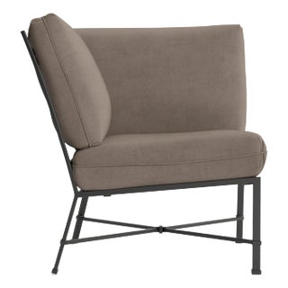 Brown Jordan Venetian Corner Sectional, Textured Pewter frame with Fusion Taupe fabric For Sale