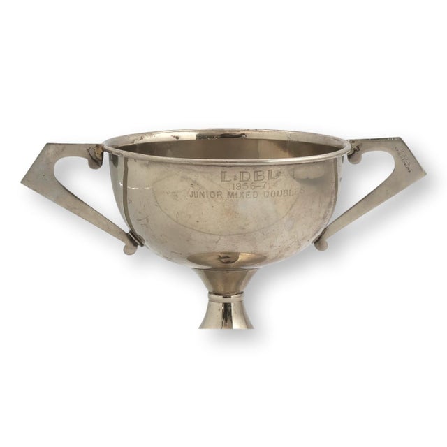 Mid 20th century English silverplate trophy awarded by the Leeds & District Badminton League for the Junior Mixed Doubles...