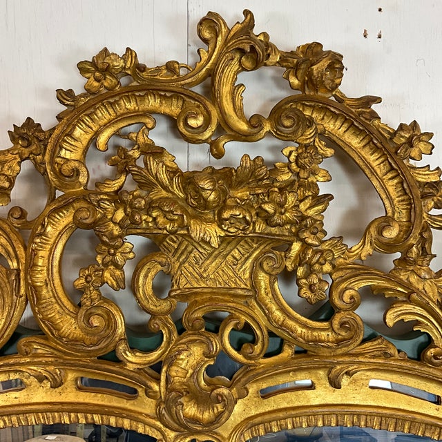 Carver's Guild Newport Jardin Rococo Revival Gilt Wood Wall / Floor Mirror For Sale - Image 6 of 12