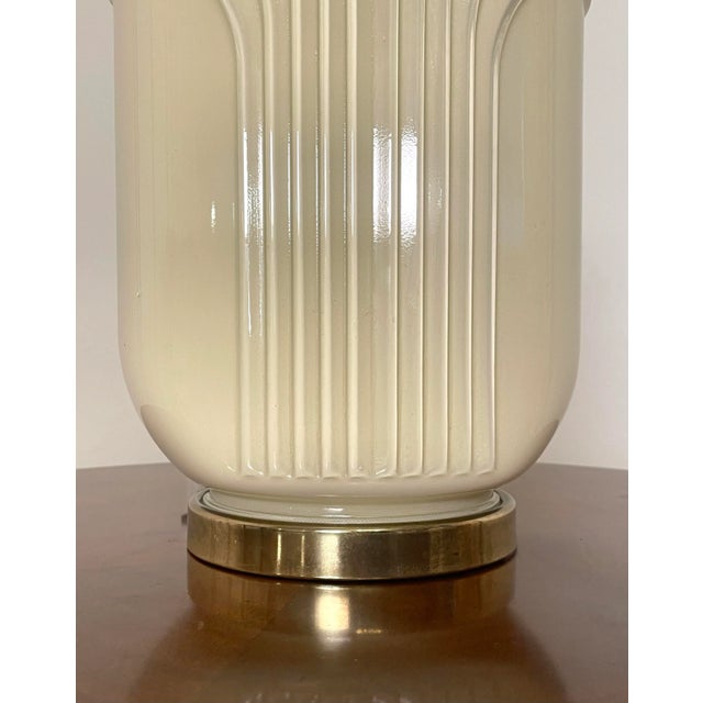 Art Deco Cream Glass Reverse Painted Table Lamp Base For Sale - Image 9 of 12