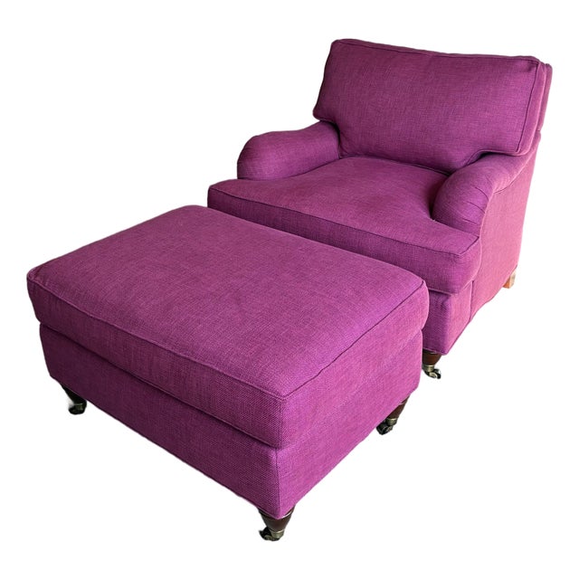Late 20th Century Baker Furniture Fuchsia Lounge Chair & Ottoman For Sale