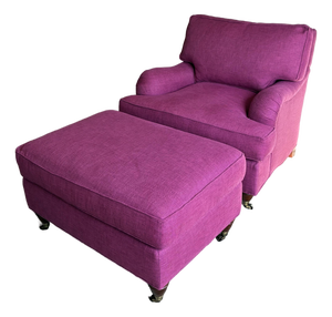 Late 20th Century Baker Furniture Fuchsia Lounge Chair & Ottoman