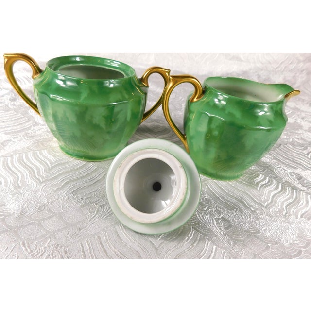 1950s Green Pickard Teapot With Sugar Bowl, Creamer and Five Cups - 10 pcs For Sale - Image 9 of 13