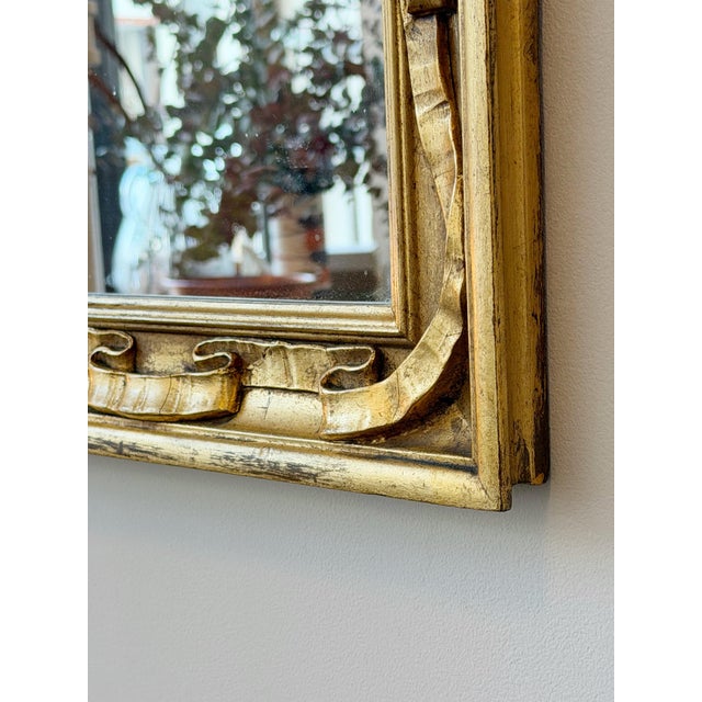 Mid Century Gold Gilt Ribbon Motif Mirror For Sale In New York - Image 6 of 10