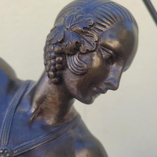 JD Guirande, Nude Dancer with Thyrsus, 20th Century, Bronze & Marble For Sale - Image 11 of 18