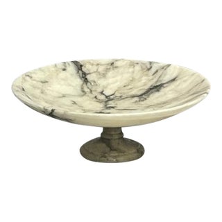 Early 20th-Century Italian Carved Marble Tazza Pedestal Bowl For Sale