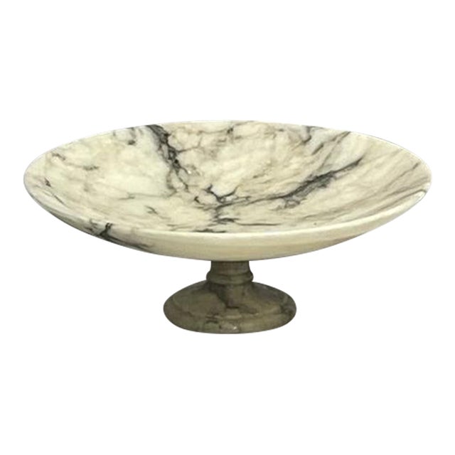 Early 20th-Century Italian Carved Marble Tazza Pedestal Bowl For Sale