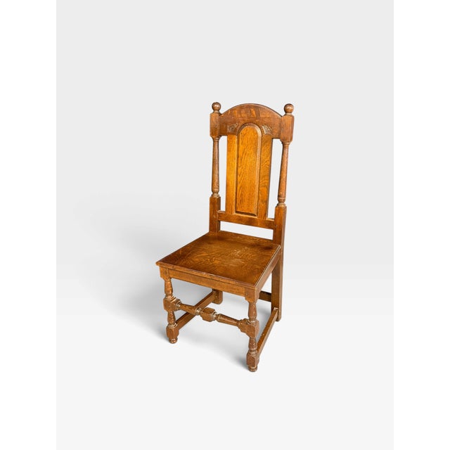 Antique Elizabethan Jacobean Style Oak Refectory Dining Table and Chairs, 1900, Set of 7 For Sale - Image 4 of 18