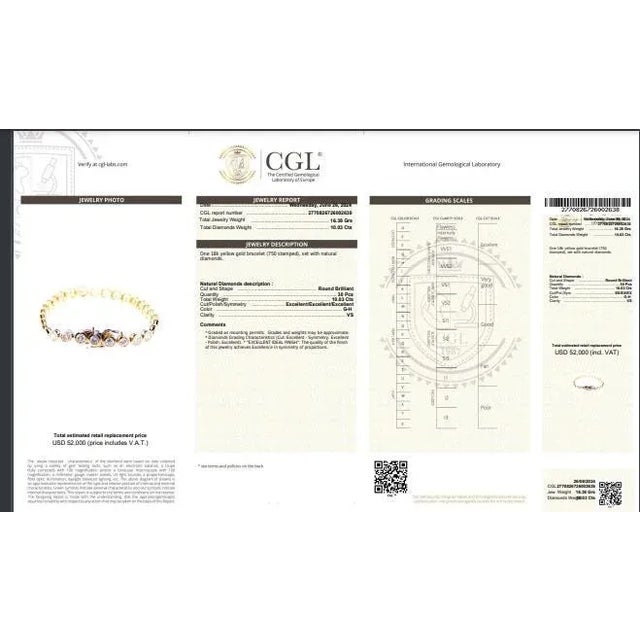 7.8-10 Carat Natural Diamond Bezel Set 18k Gold Tennis Bracelet For Sale - Image 10 of 10