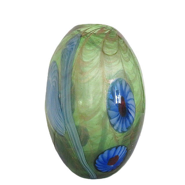 Mid-Century Modern 11 1/2" Millefiore Italian Murano Glass Vase With Gold Flecks For Sale - Image 3 of 10