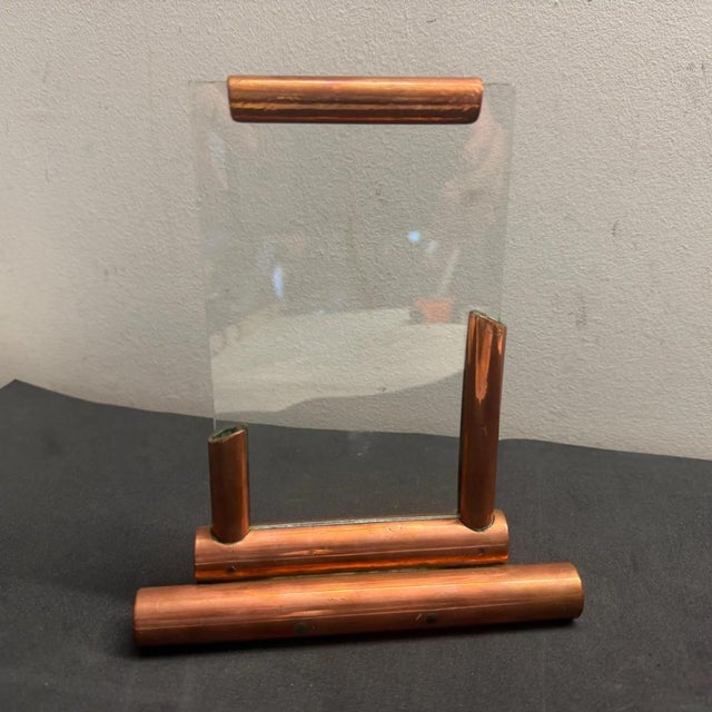 Authentic 1930s Art Deco Copper and Glass French Picture Frame For Sale - Image 12 of 14