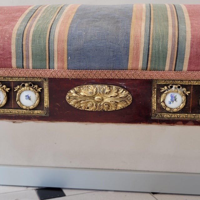 Louis XVI Style Dressing Bench in Beech, Bronze and Porcelain, France, 1850 For Sale - Image 13 of 18