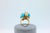 Blue Turquoise Diamonds Golden Spheres Balls Christmas Bells Motif 18k Gold Ring, Size 7 For Sale - Image 15 of 18