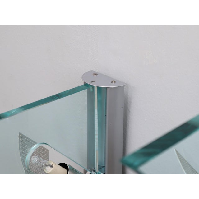 Artemide Postmodern Icaro Wall Sconces in Glass and Aluminum by Carlo Forcolini for Artemide, 1980s, Set of 2 For Sale - Image 4 of 12