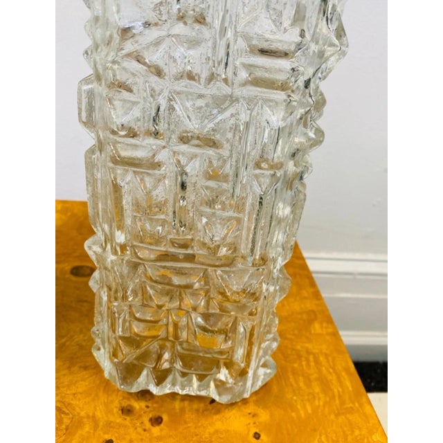 Transparent Mid Century Modernist Patterned Glass & Chrome Lamps - a Pair For Sale - Image 8 of 9