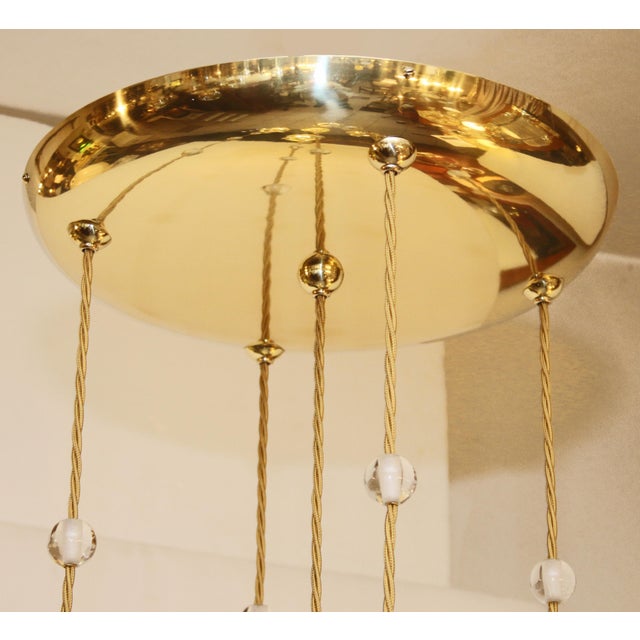 Art Nouveau Brass and Glass Chandelier, 1890s For Sale - Image 13 of 17