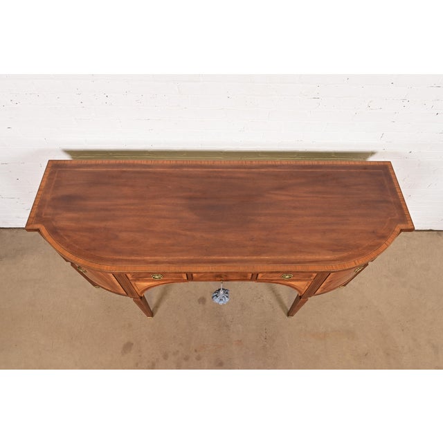 Baker Furniture Stately Homes Sheraton Bow Front Inlaid Mahogany Sideboard For Sale - Image 12 of 15