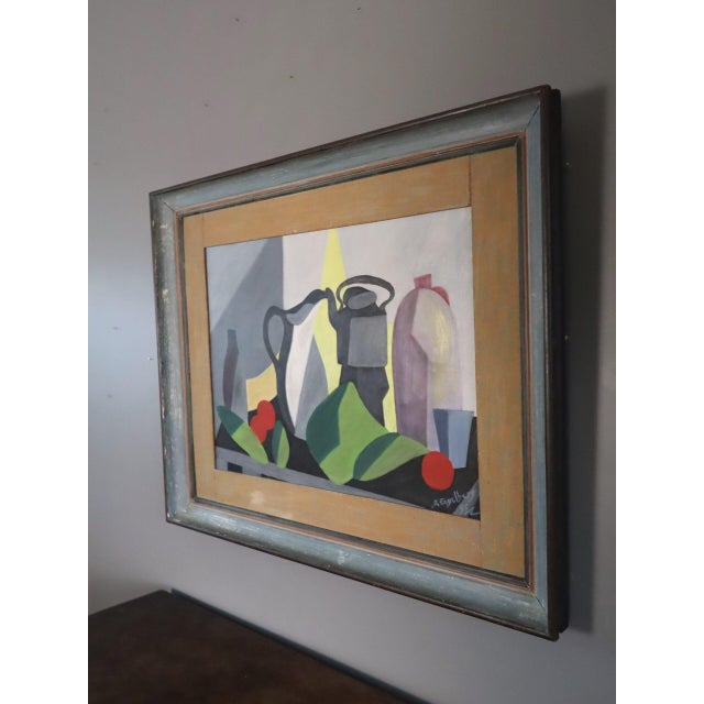 Mid 20th Century 1955 Mid-Century Modern 'Still Life Elements' Swedish Original Cubist Oil Painting, Framed For Sale - Image 5 of 11