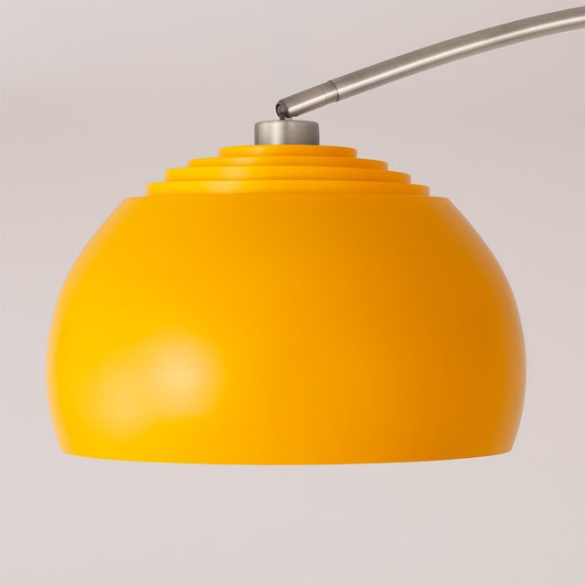 1960s 1960s Morelli Half Dome Wall Sconce - Modern Arc Wall Lamp, Mustard Steel Shade, Satin Nickel, Foot Slide Dimmer For Sale - Image 5 of 7