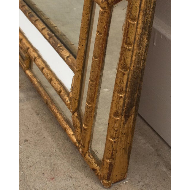 Labarge Hollywood Regency Giltwood Faux Bamboo Cushion Mirror For Sale - Image 9 of 12