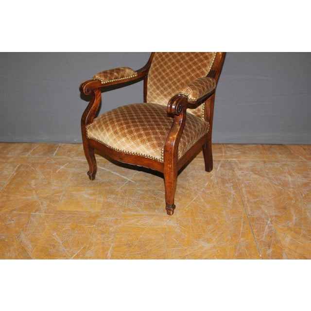 Children's chair in mahogany from Napoleon III, fabric and filling in very good condition, original patina for woodwork,...