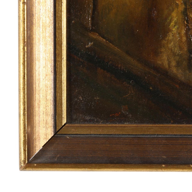Realism Martha E. Cunningham (American, 20th Century), an American Indian in Profile Oil on Board For Sale - Image 3 of 4