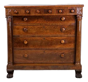 Antique Late Federal Mahogany Paw Foot Chest of Drawers C. 1840