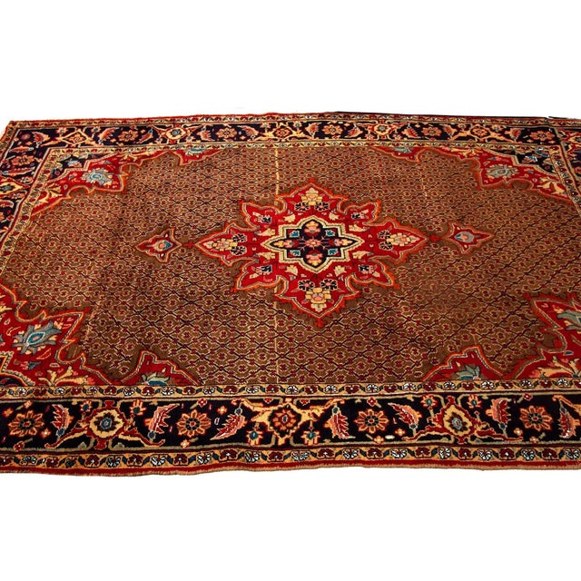 Mid 20th Century Vintage Persian Handmade Brown Floral Wool Rug For Sale In New York - Image 6 of 8