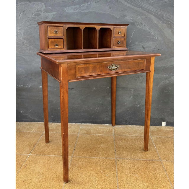 1930s French Louis XVI Style Writing Desk with Gallery, 1930s For Sale - Image 5 of 11