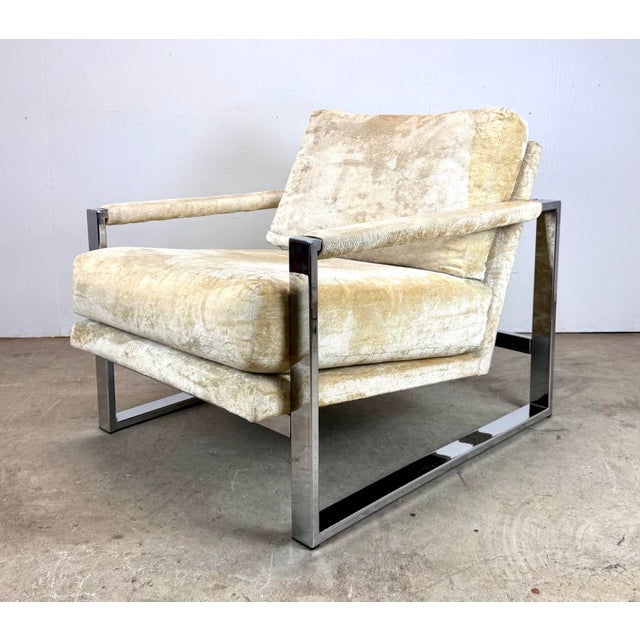 Mid-Century Modern Vintage Modern Chrome & Velveteen Lounge Chair by Adrian Pearsall for Comfort Designs For Sale - Image 3 of 12